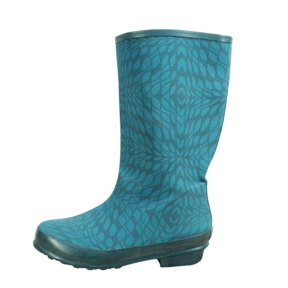 LL Bean Wellie Blue Rubber Pull On Waterproof Tall Rain Boots Size 11 M - Picture 1 of 10